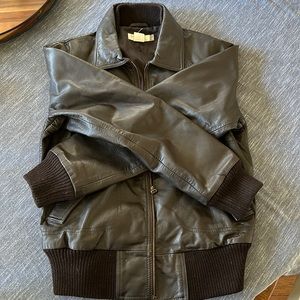 J Crew leather bomber jacket